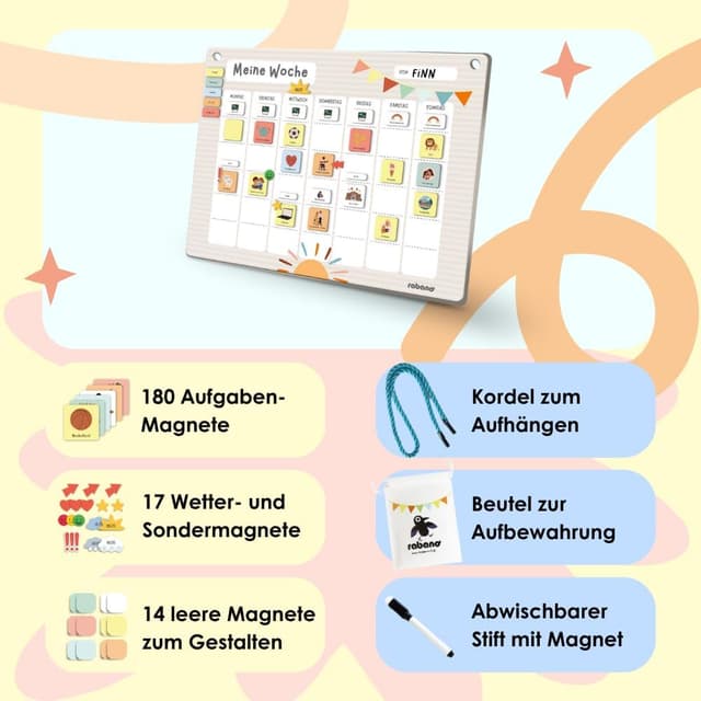 Thumbnail 5 de Rabano Art Wochenplaner für Kinder mit 200 Magneten 🧲
