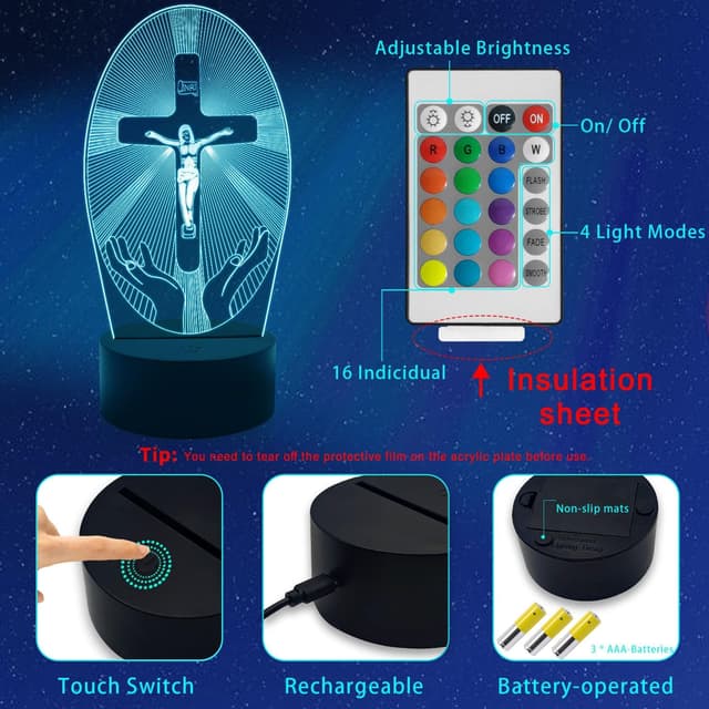 Detalle 2 de Gesù Croce luce notturna LED 16 colori