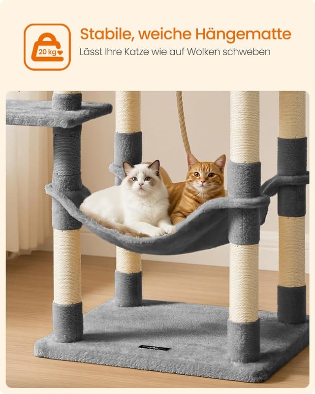 Detalle 1 de Feandrea Kratzbaum 143 cm hoch mit 11 Kratzsäulen