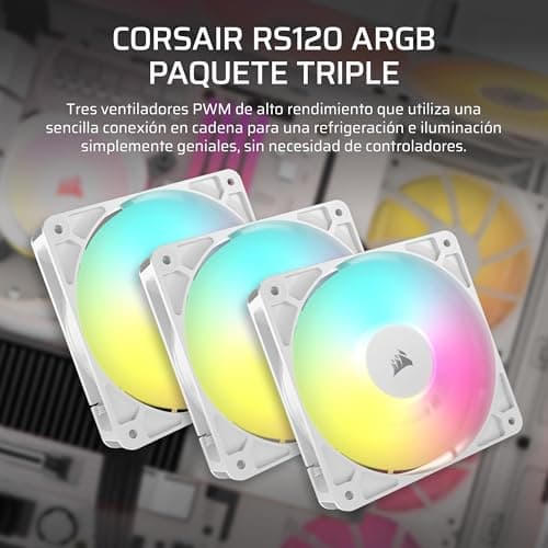 Detalle 2 de CORSAIR RS120 ARGB ventiladores 120 mm (pack 3) 🖱