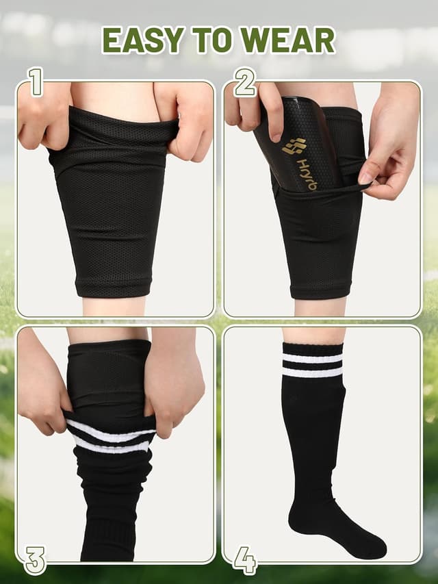 Detalle de Hryrbay Kids Soccer Shin Guards for Toddlers (Age 3–16) with Sleeves and Socks