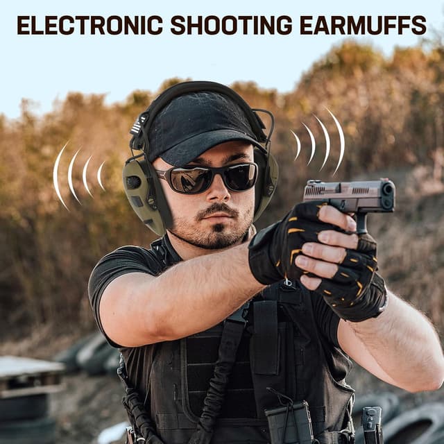 Detalle 2 de Floriogra Electronic Ear Protection for Shooting (NRR 23dB, 5X Sound Amplification)
