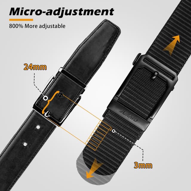 Detalle de JUKMO Men’s Ratchet Tactical Belt (1.5-inch) with Automatic Slide Buckle, Adjustable Nylon Web Work Belt