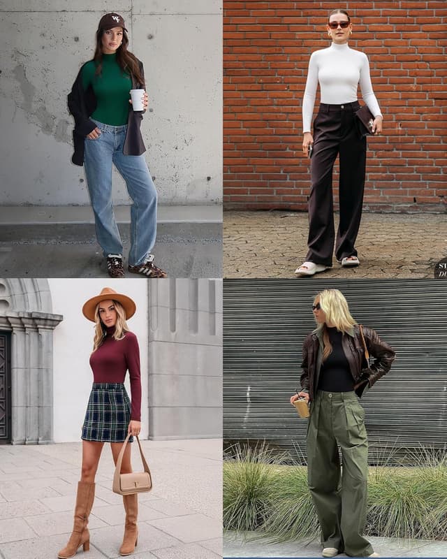 Detalle de ALGALAROUND long sleeve roll neck top for women – slim fit turtle neck shirt