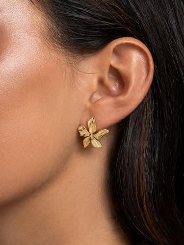 Detalle 2 de SINGULARU Jasmine Pendientes flor 18Kt