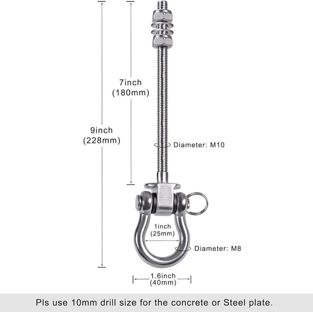 Detalle de SELEWARE 4er Deckenhaken für Holzbalken & Stahlträger – 304-Edelstahl Schwerlast-Schaukelhaken (drehbar, mit Lagern)