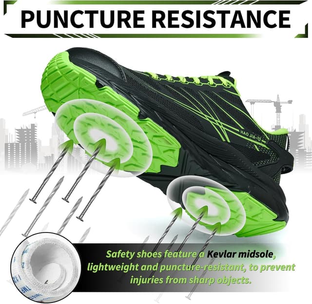 Detalle de NBOFIEHY Chaussures de sécurité légères antidérapantes et respirantes (embout acier 200 J, semelle EVA/kevlar)