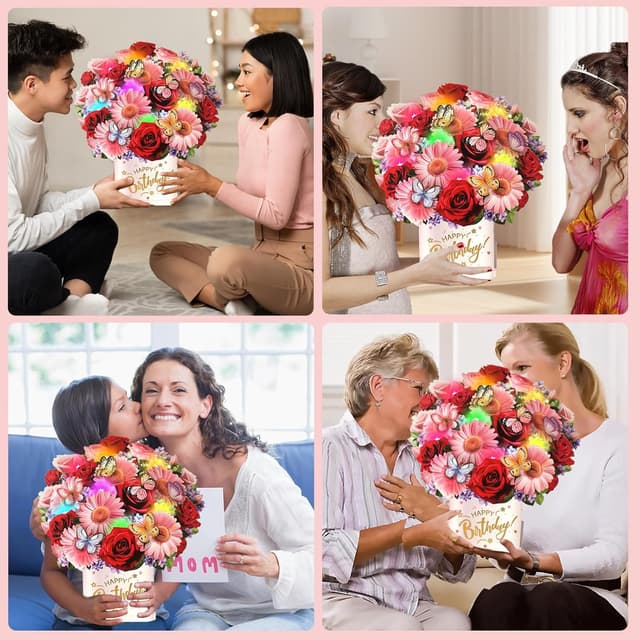 Thumbnail 6 de Musical Birthday Cards 3D bouquet with lights
