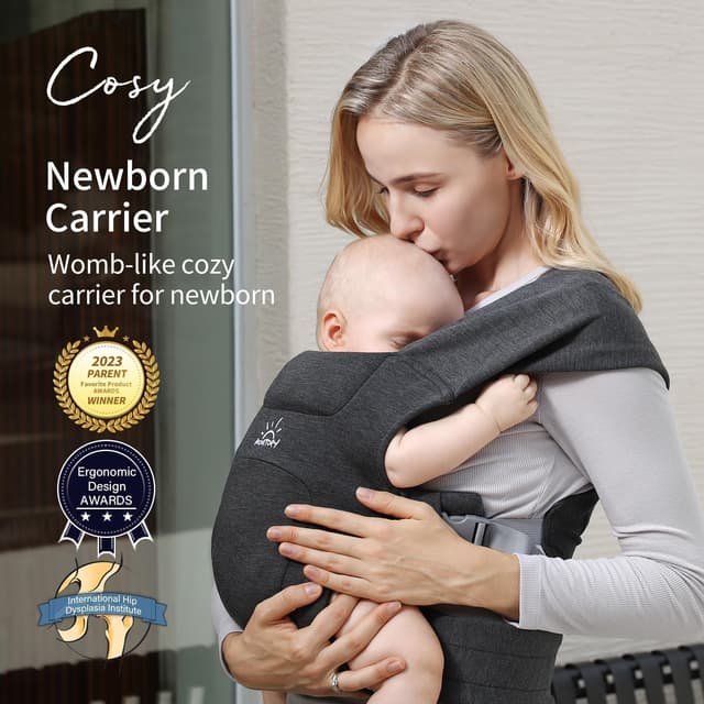 Detalle de MOMTORY baby carrier from newborns (3–12 kg) with adjustable Hook & Loop hip seat