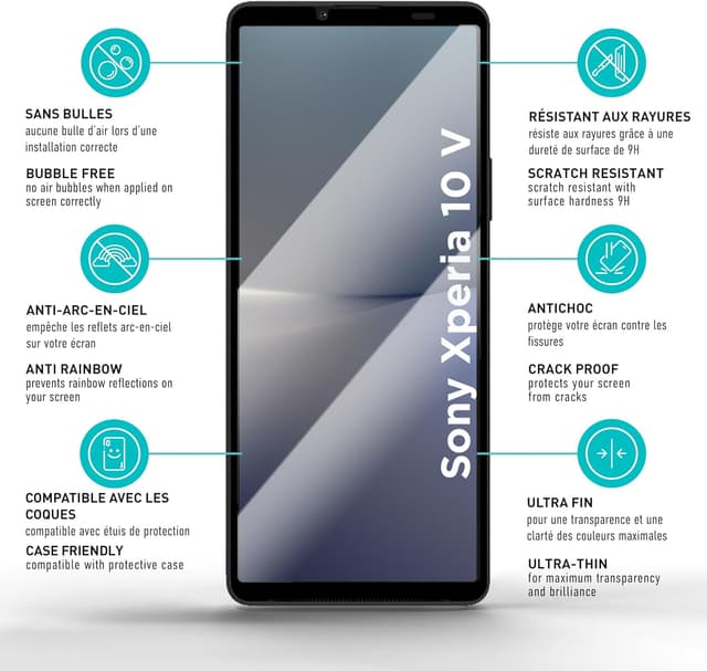 Detalle 2 de smartect Verre Trempé 2 pièces Full Screen pour Sony Xperia 10 V (Clear, 9H, sans bulles)