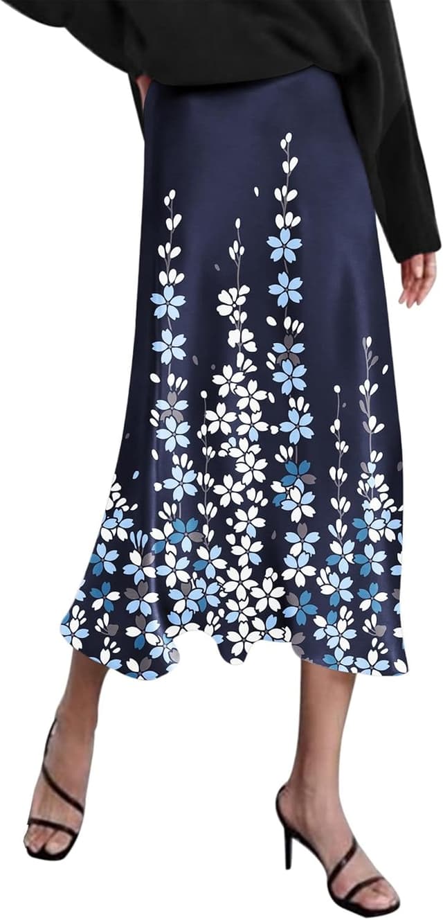 Thumbnail 6 de Zeagoo Satin High-Waist Midi Skirt for Women (Elegant Party Skirt)