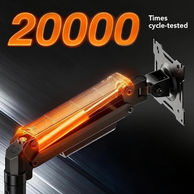 Detalle de Hemudu single monitor arm (gas spring) for 17–32 inch screens, VESA 75/100mm, up to 9kg