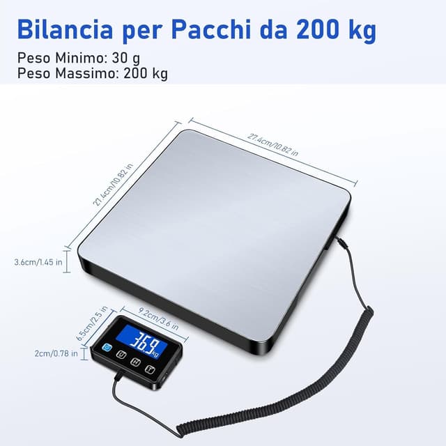 Detalle 2 de RAOYAN Bilancia pesa Pacchi 200 kg ⚖