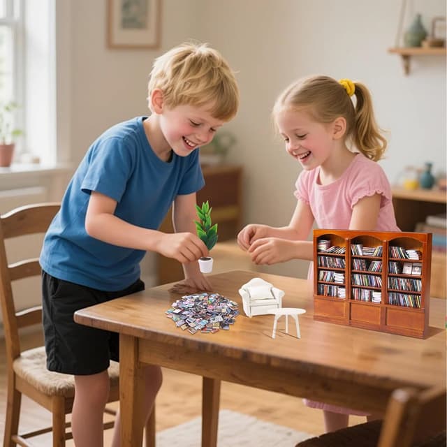 Thumbnail 6 de DIYDEC Mini Bookshelf with 240 Mini Books + Sofa Desk Plant Ornament