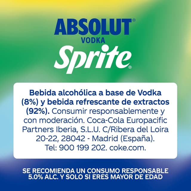 Thumbnail 1 de Absolut Vodka con Sprite 🍹 Pack 12x250 ml