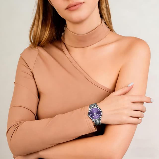 Detalle de LN LENQIN orologio da donna analogico al quarzo in acciaio, impermeabile 3 ATM, cinturino espandibile