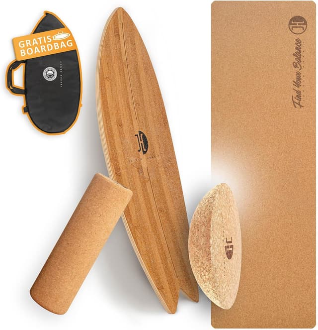 Detalle de JUCKER HAWAII Balance Board „Ocean Rocker“ – Balanceboard mit Rocker-Shape, 100% Echtholz und rutschfester Oberfläche