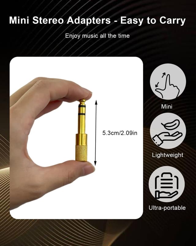 Detalle 2 de SPTSSWET 6.35mm to 3.5mm Headphone Jack Adapter (Gold-Plated) – 2 Pack