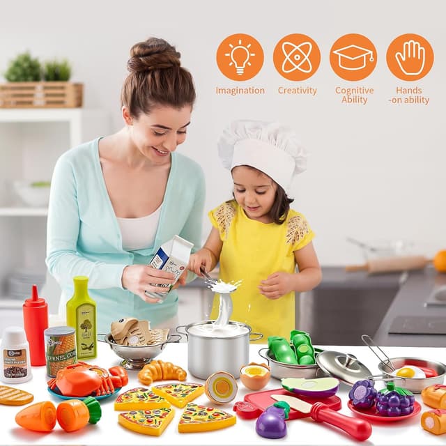 Thumbnail 1 de 52pc Kids Kitchen Playset with Stainless Steel Cookware
