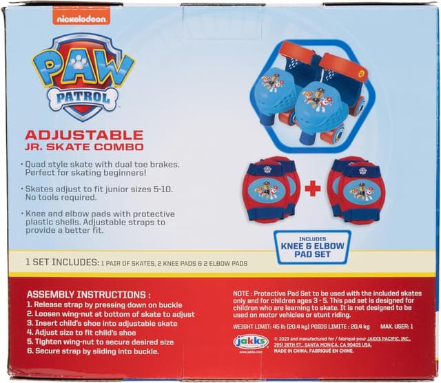 Detalle de Paw Patrol Junior Skates with Adjustable Sizing and Knee/Elbow Pads (Youth 12–2.5)