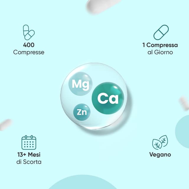 Detalle 2 de WeightWorld Calcio Zinco Integratore 400 comp. 💊