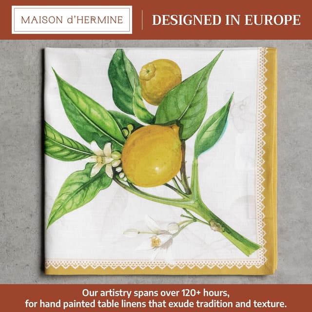 Detalle 2 de Maison d'Hermine 100% Cotton Cloth Napkins Set of 4 (Limoncello) 20" x 20