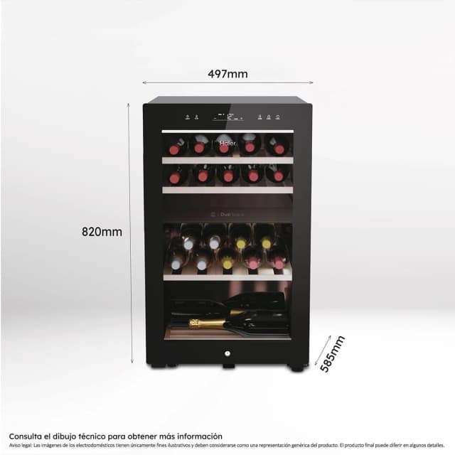 Detalle de Haier HWS42GDAU1 vinoteca 42 botellas