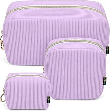 Detalle de 3 PCS Neceseres de Maquillaje Violeta ✈️ Organizador de Viaje