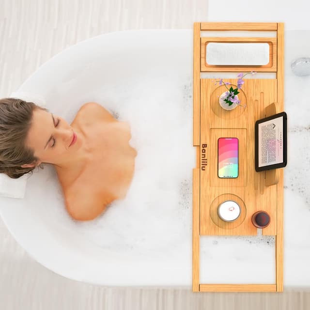 Thumbnail 5 de Premium Bamboo Bathtub Tray 27.5–35.4 in