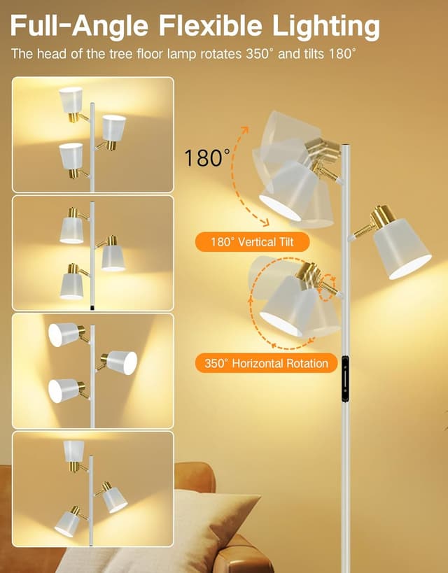 Detalle de OUTON Lampada da Terra LED dimmerabile con telecomando e controllo touch, 36W grigio