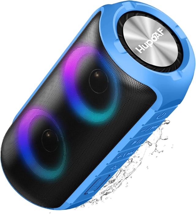 Detalle de Hupoaf Portable Bluetooth Speaker with Bluetooth 5.3, IPX7 rating and RGB lights