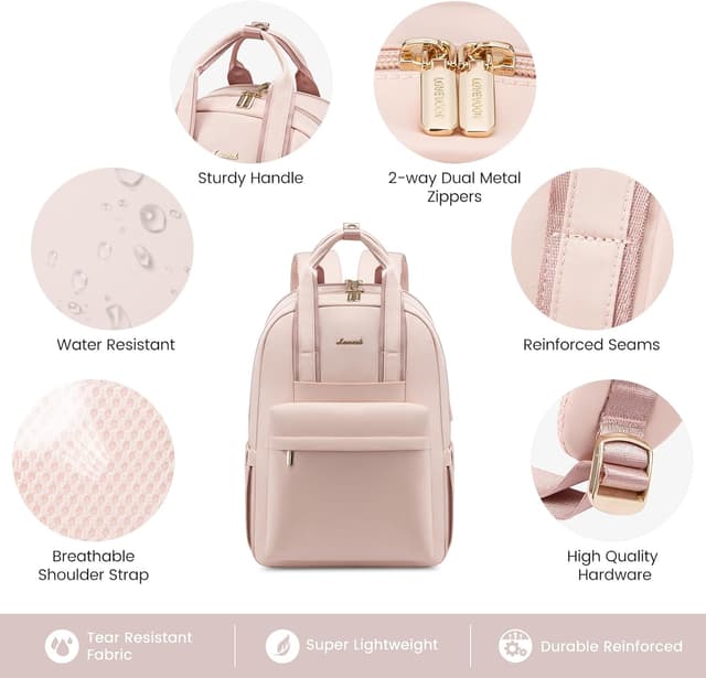 Detalle de LOVEVOOK Damen Rucksack 15,6 Zoll Rosa