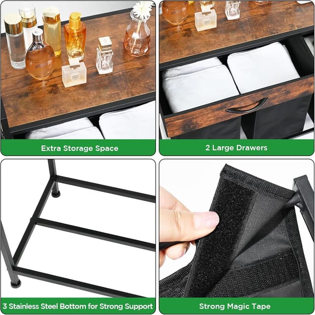 Thumbnail 5 de 3-Section Laundry Hamper Cart 180L with Shelf and Drawers