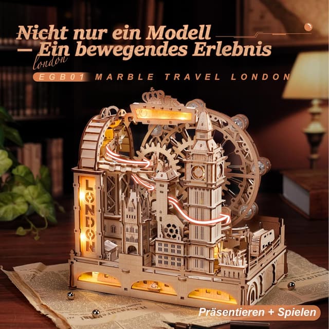 Detalle 2 de ROBOTIME EGB01 Holz 3D Puzzle mit Murmelbahn