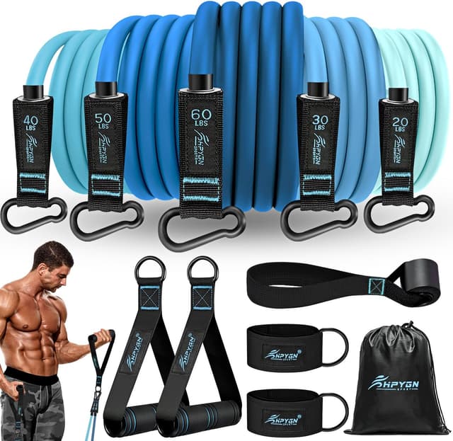 Thumbnail 6 de HPYGN Resistance Bands Exercise Bands Set with Handles, Door Anchor & Ankle Straps (5 Resistance Levels)