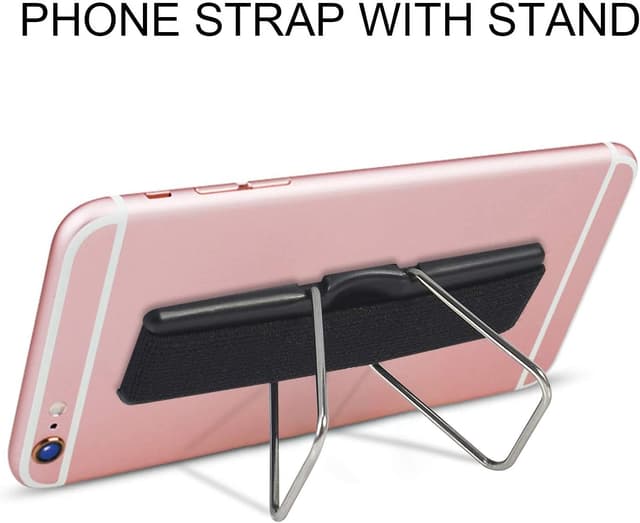 Detalle 2 de CISID Phone Strap (4-Pack) Elastic Phone Finger Holder With Grip Stand for Most Smartphones (Black/Black, Silver, Rose Gold)