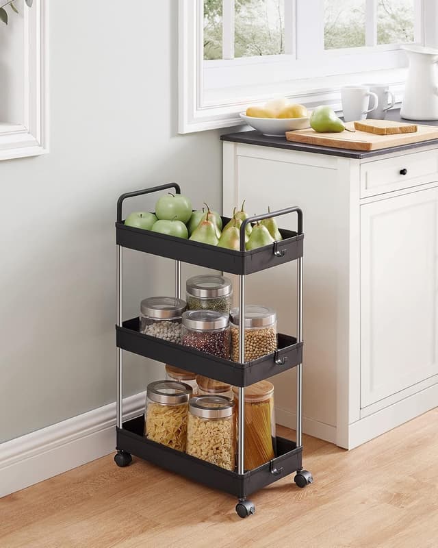 Thumbnail 2 de SONGMICS Chariot de Rangement 3 Niveaux Noir KSC019B01