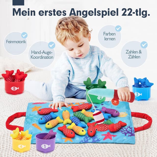 Detalle 2 de hahaland Angelspiel mit 15 Fischen 🎣