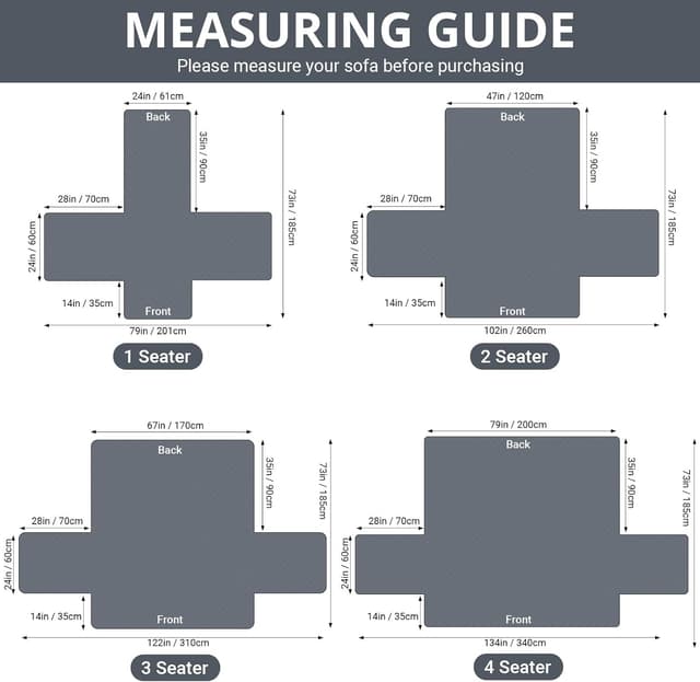 Detalle de Recliner sofa cover 61x185cm, dark grey