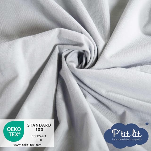 Detalle 2 de P'tit Lit Protector Cuna 2 en 1 🛏️: Impermeable, Algodón, Gris