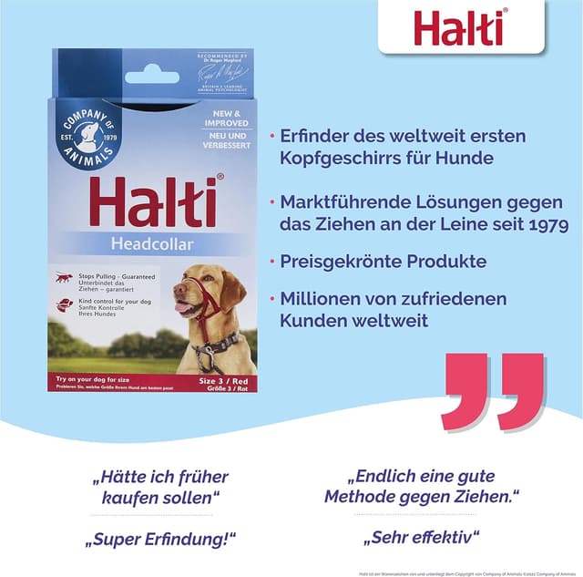 Detalle 2 de Halti Kopfkragen für Hunde, Rot, Größe 3