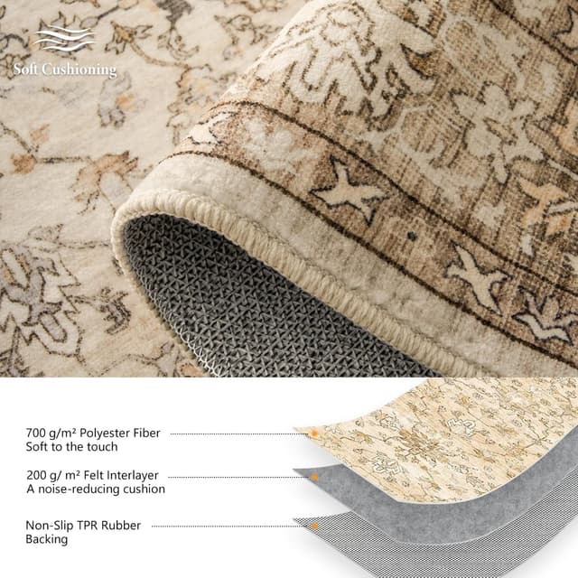 Detalle 2 de Topfinel Rugs Living Room Large 160x230cm Boho Beige Washable Faux Wool Rug