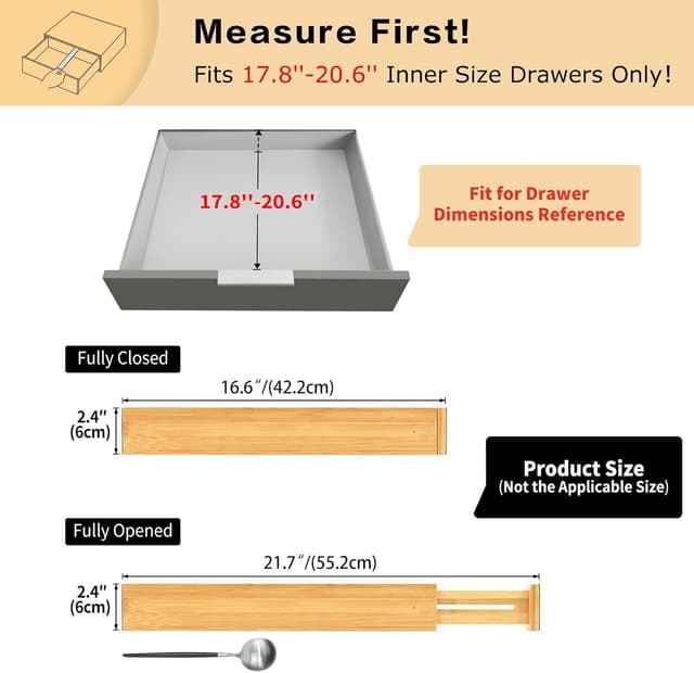 Thumbnail 1 de Utoplike Bamboo Drawer Dividers 4 pcs