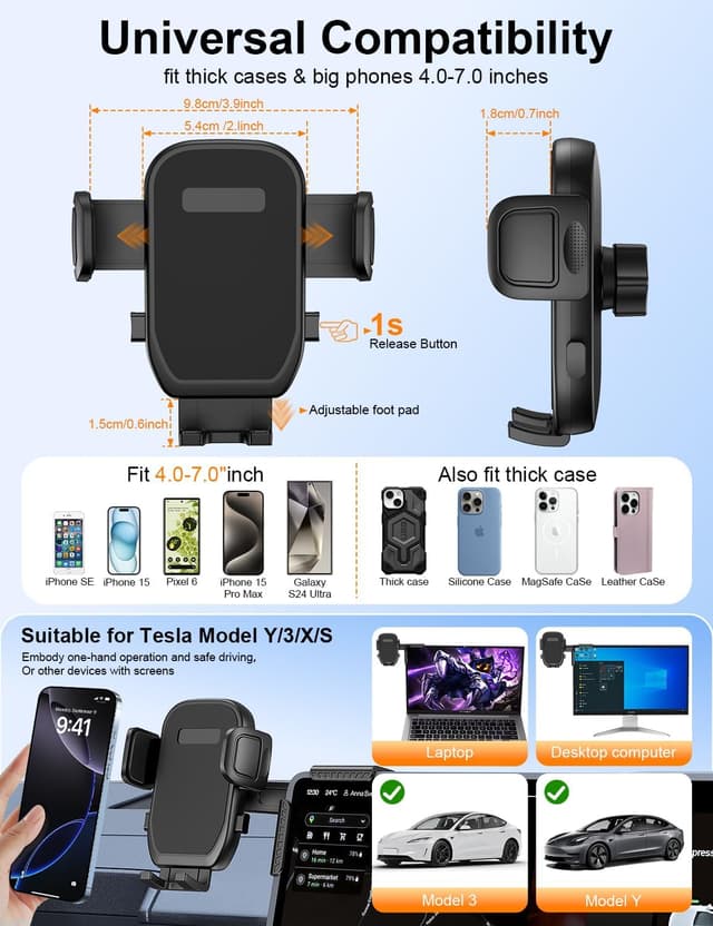 Thumbnail 6 de bokilino Tesla Phone Mount 360° adjustable car phone holder