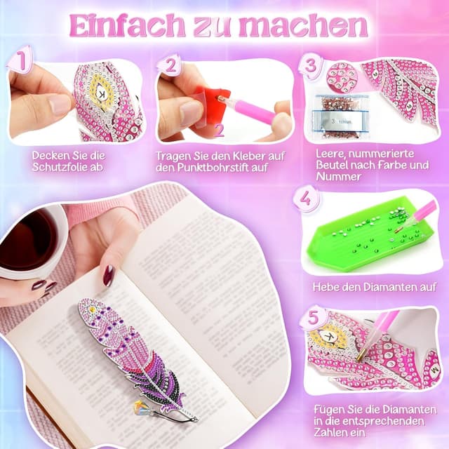 Detalle de Amteker Diamond Painting Lesezeichen Kinder 6-12