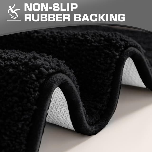 Detalle 2 de wyewye Tapis de bain en microfibre super absorbante (2 cm) Noir 50 x 80 cm