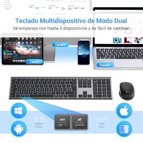 Thumbnail 1 de iClever Teclado y Ratón Inalámbrico DK03-QWERTY 🌐