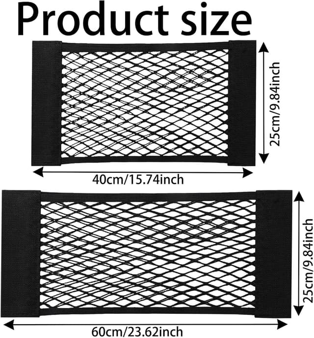 Thumbnail 1 de JCKD 2 pcs Black Adhesive Mesh Cargo Net 60 x 25cm