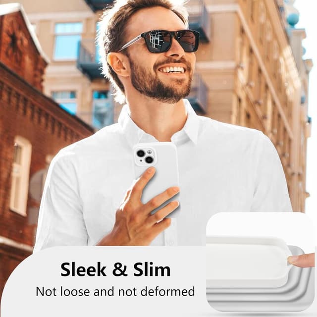 Detalle de UCASONG iPhone 15 Plus Silicone Case (Liquid Silicone, Microfiber Lining) – White