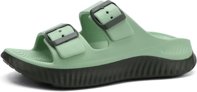 Detalle de KuaiLu Women’s Recovery Sandals with Arch Support – Double-Buckle Slip-On Slides for Plantar Fasciitis